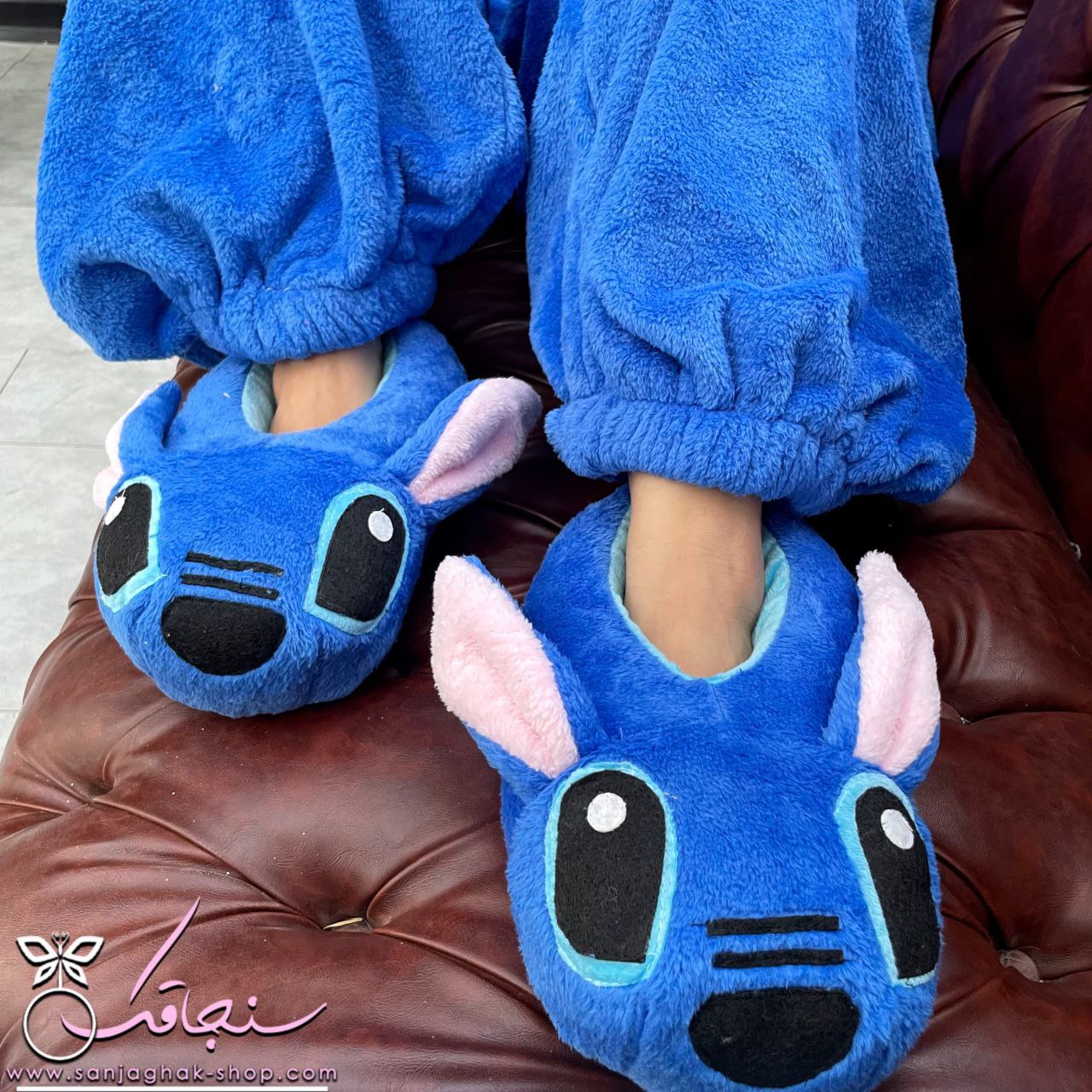 سرهمی و پاپوش استیچ آبی