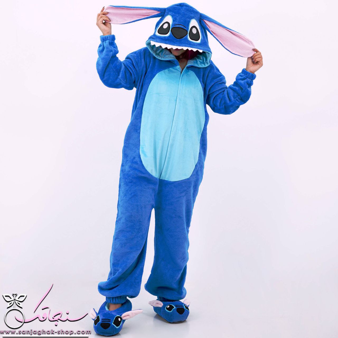 سرهمی و پاپوش استیچ آبی