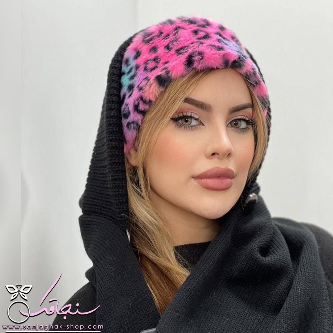 هدبند طرح روسی/پلنگی صورتی