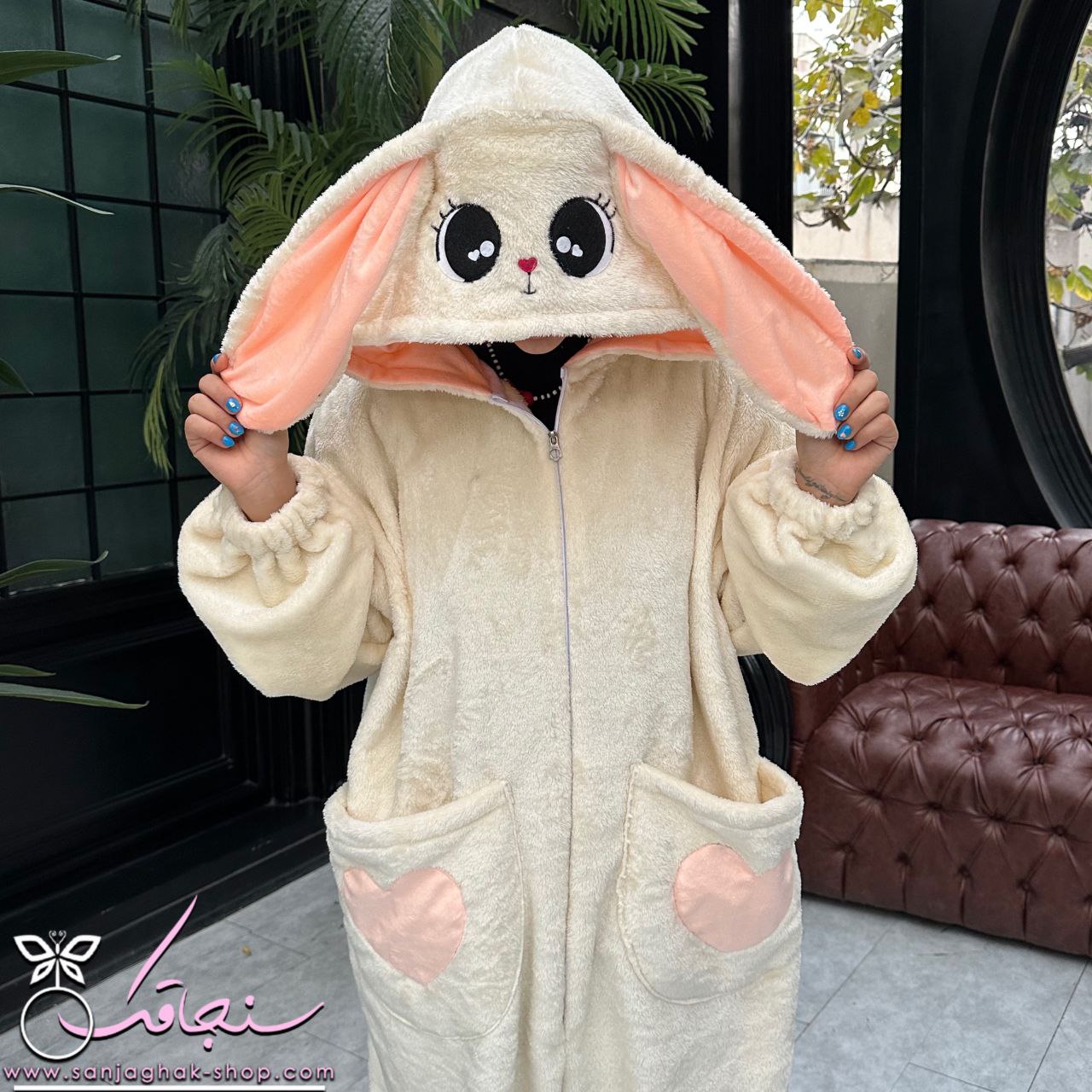 سرهمی و پاپوش خرگوش جیب دار چشم درشت