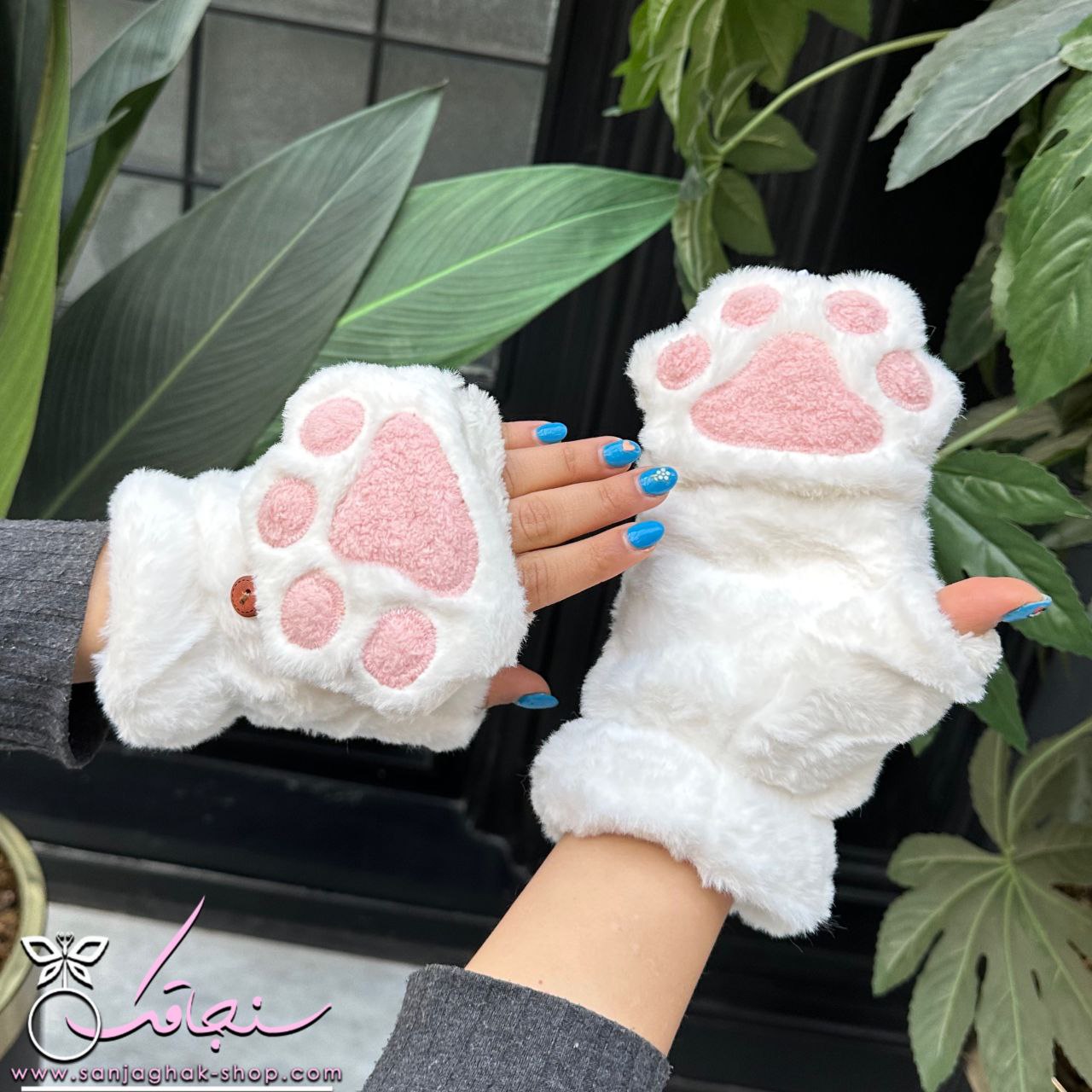 دستكش پنجه گربه رنگ سفید