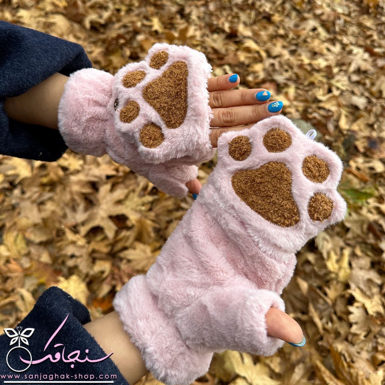 دستكش پنجه گربه رنگ صورتی