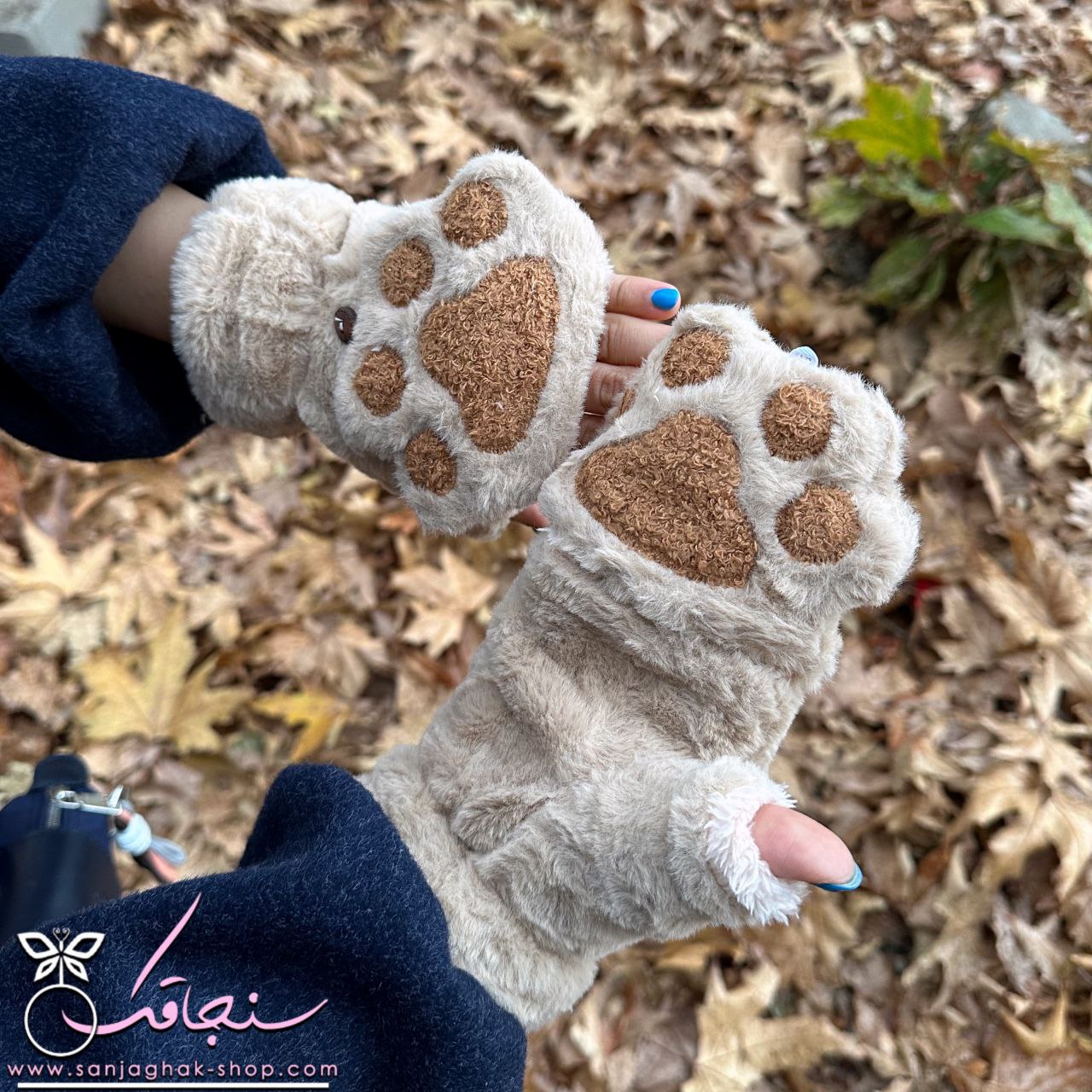 دستكش پنجه گربه رنگ نسکافه