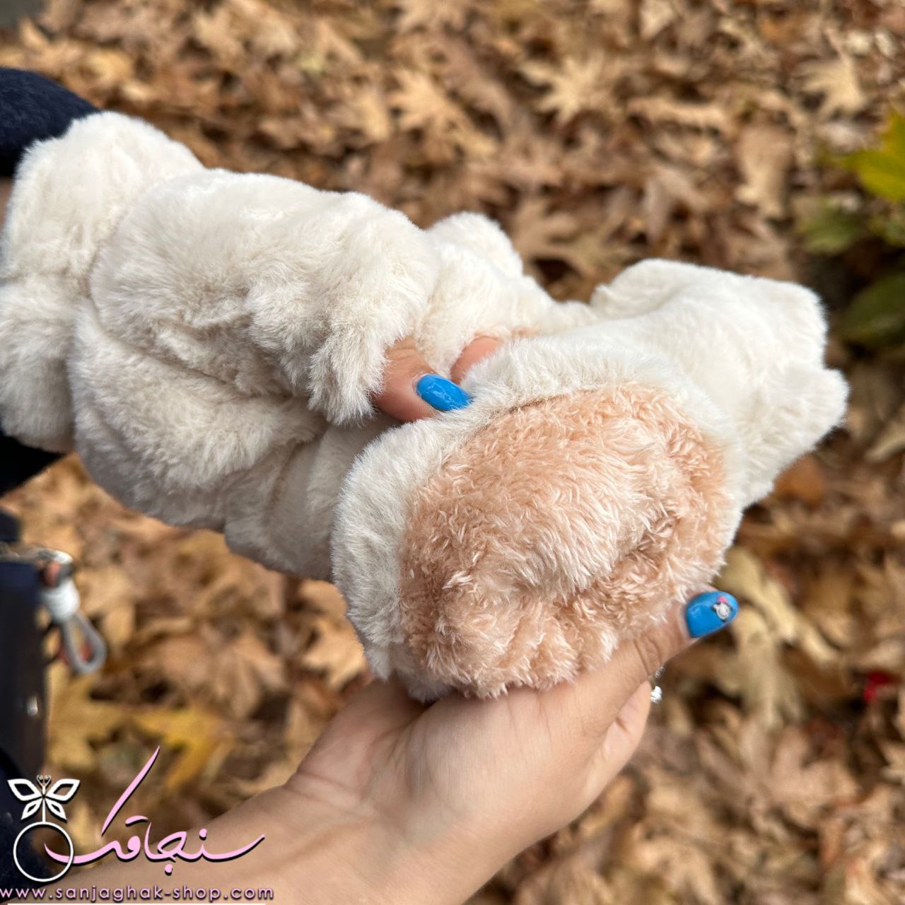 دستكش پنجه گربه رنگ کرم