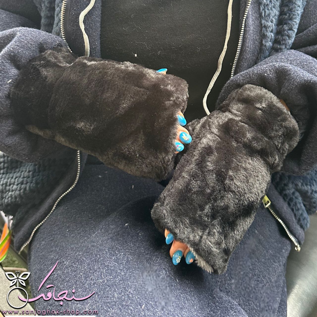 دستكش خزدار تدی مشکی