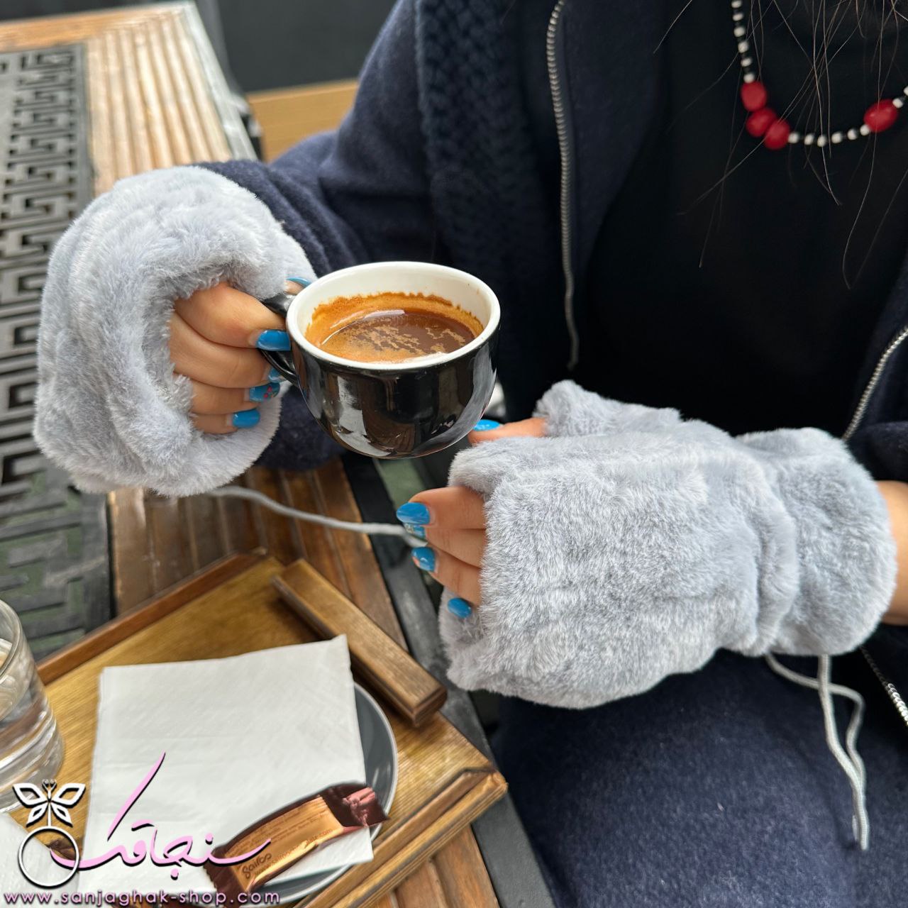 دستكش خزدار تدی طوسی