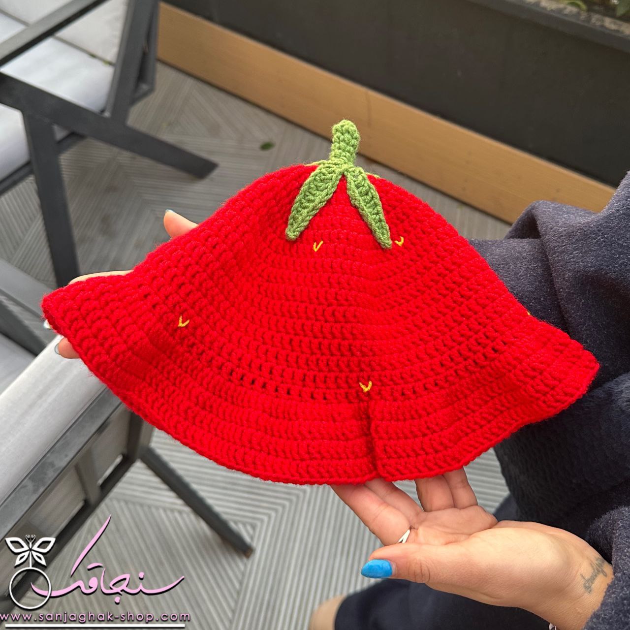 كلاه بافت توت فرنگی🍓