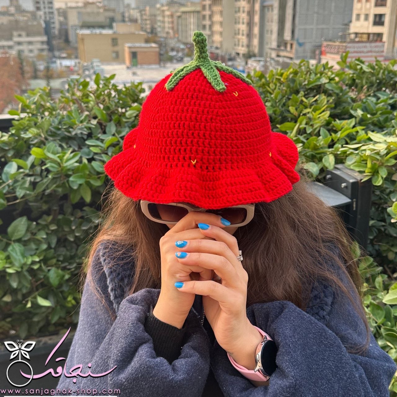 كلاه بافت توت فرنگی🍓