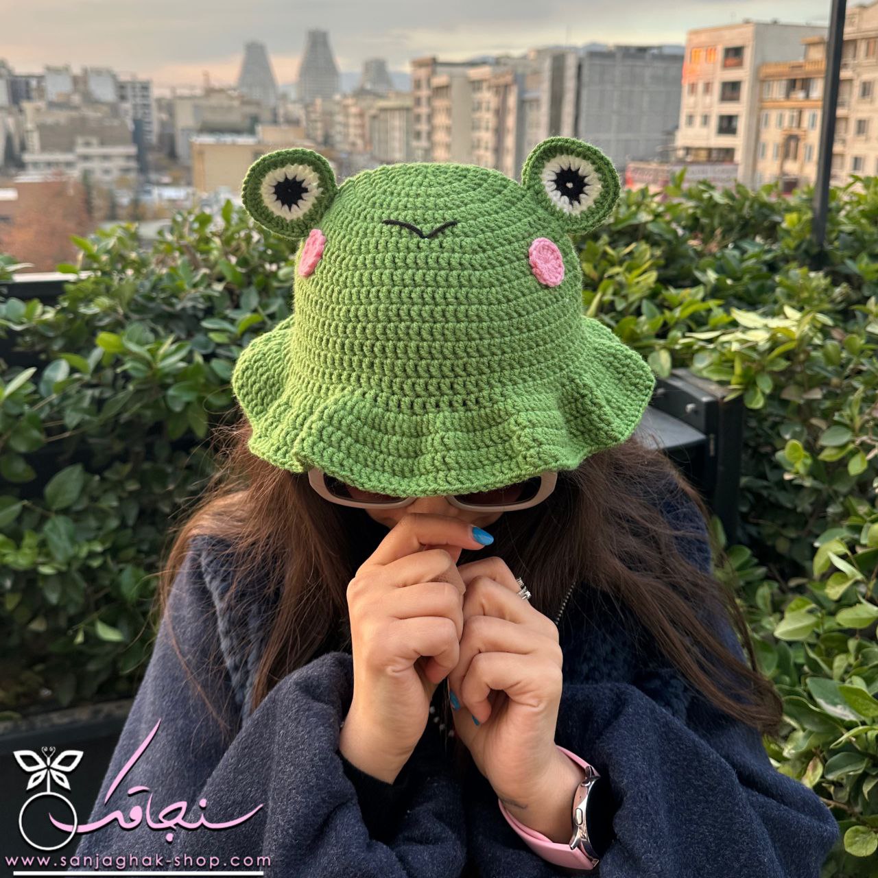 كلاه بافت طرح قورباغه🐸