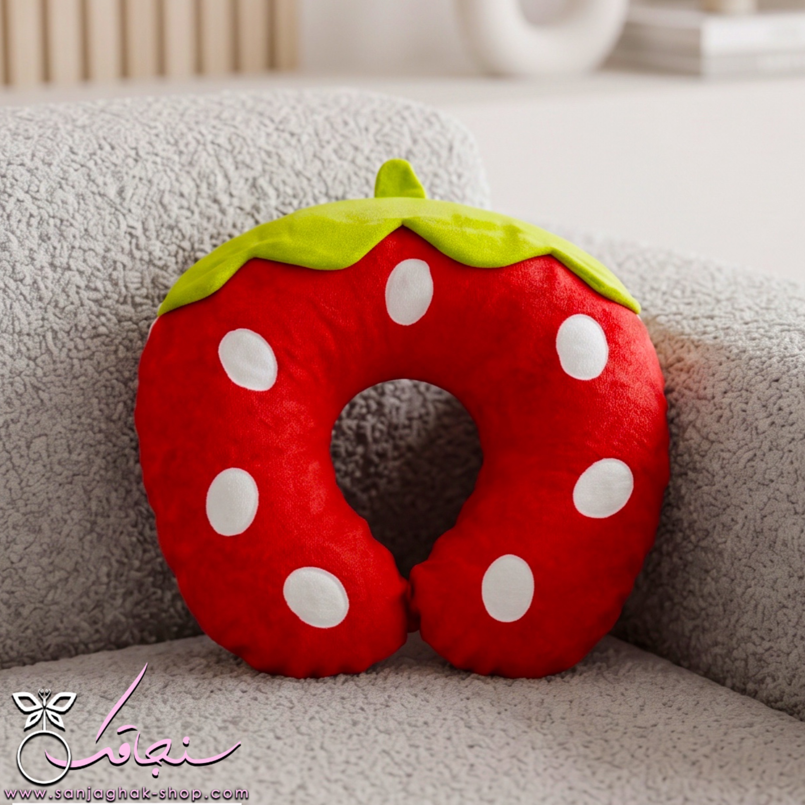 بالشت دورگردنی طرح توت فرنگی🍓